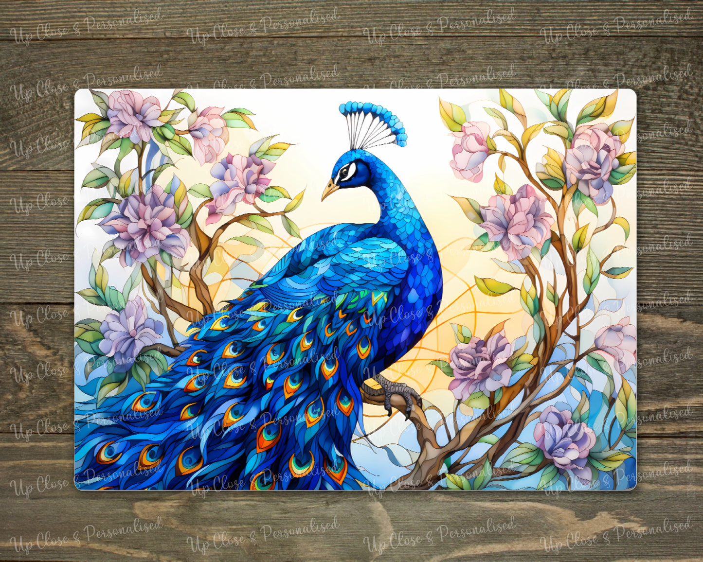 Glass Chopping Board - Peacock (20 cm x 28cm)