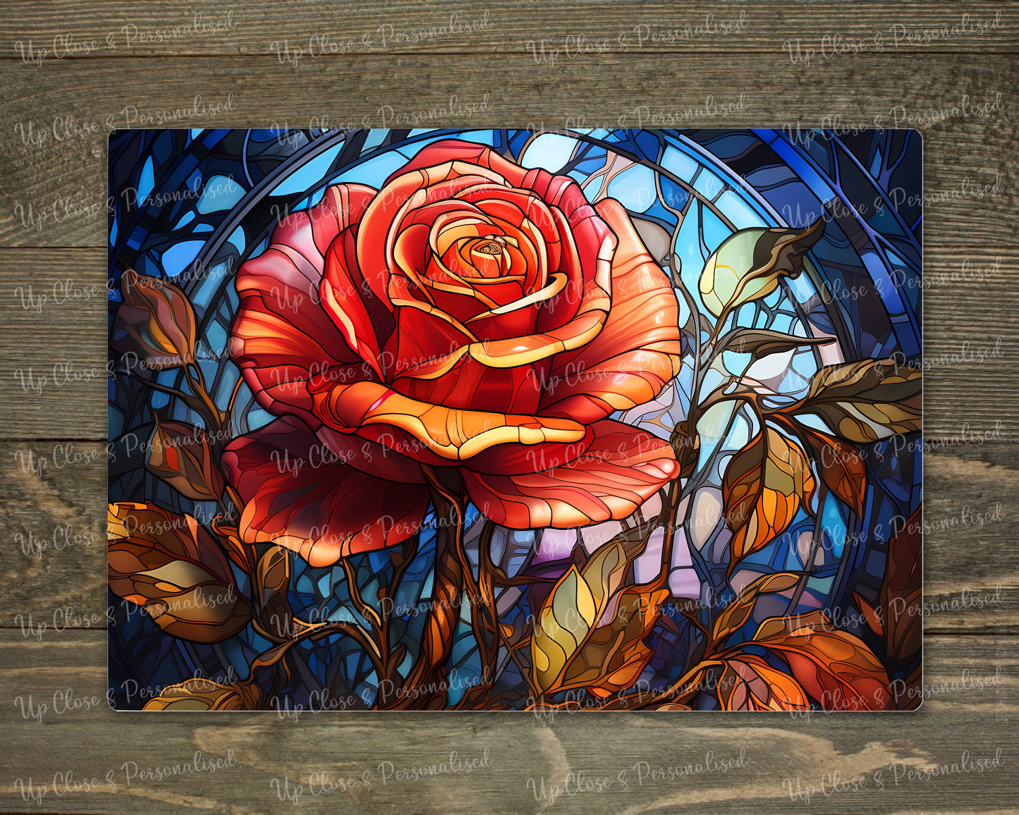 Glass Chopping Board - Stained Glass Rose (20 cm x 28cm)