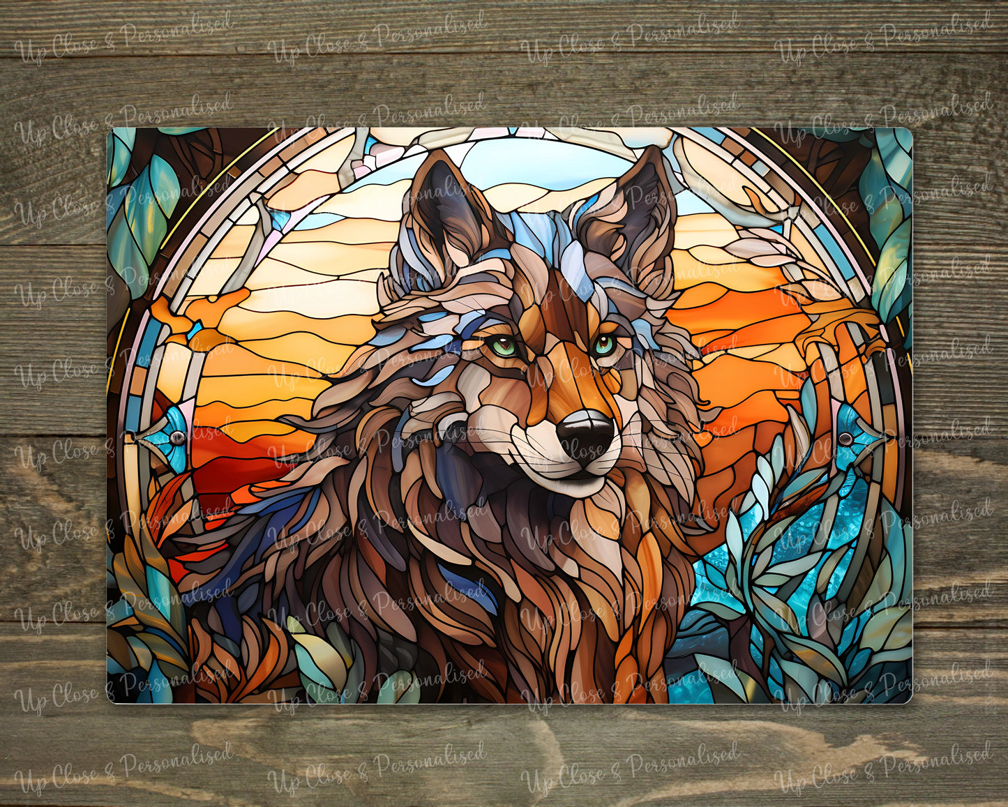 Glass Chopping Board - Stained Glass Wolf (20 cm x 28cm)