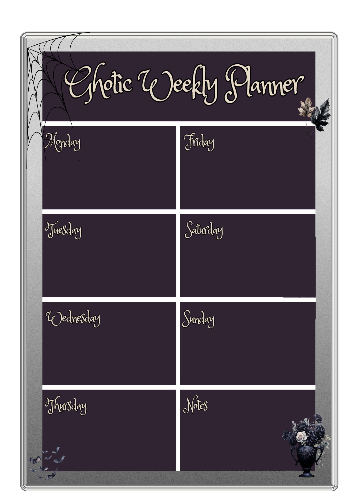 Alternative Gothic Weekly Magnetic Planner - Purple