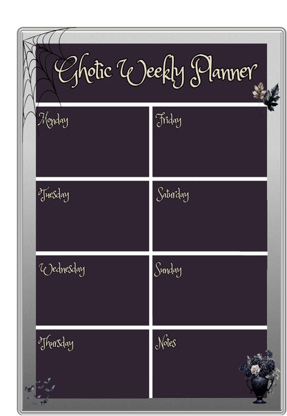 Alternative Gothic Weekly Magnetic Planner - Purple