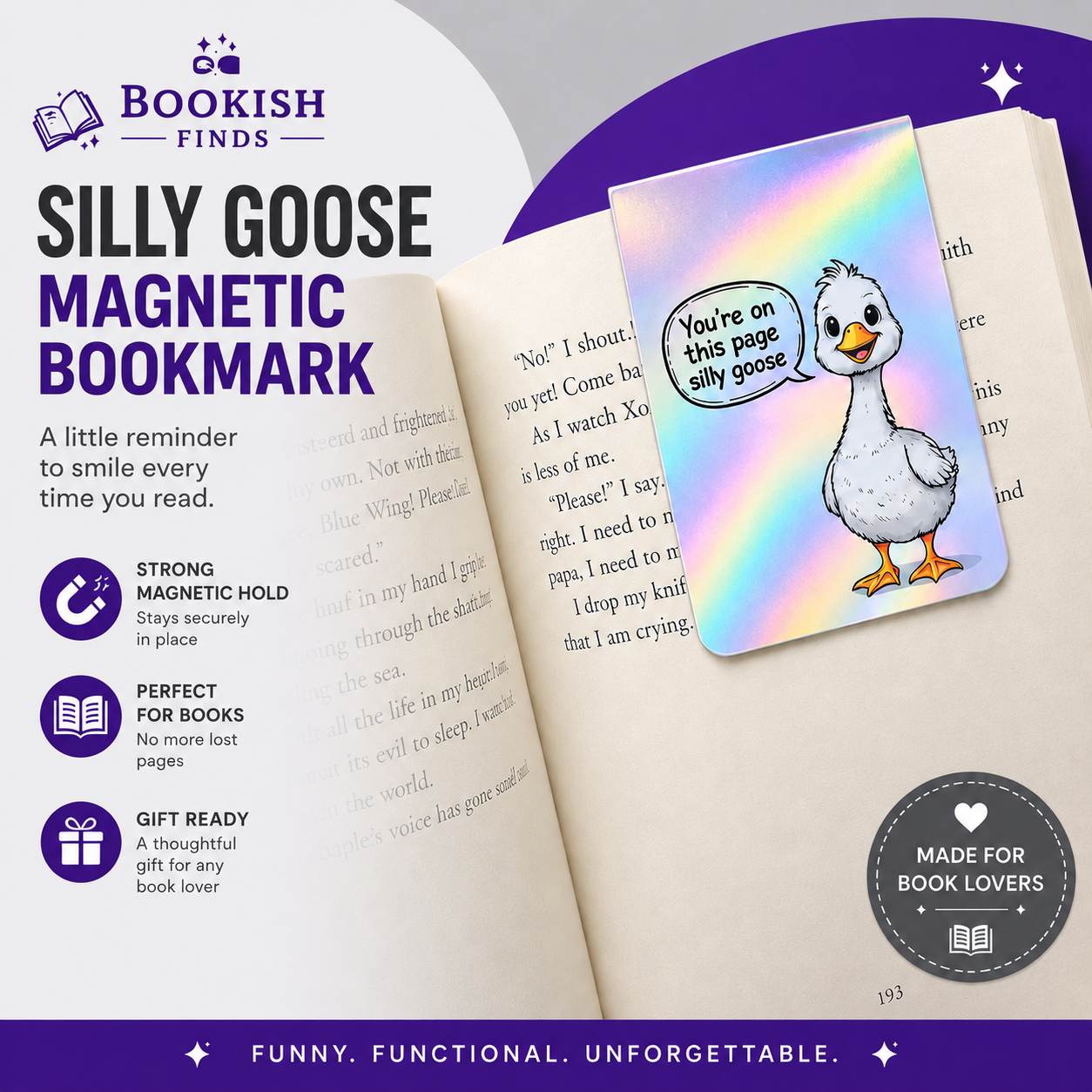 Silly Goose Holographic Magnetic Bookmark
