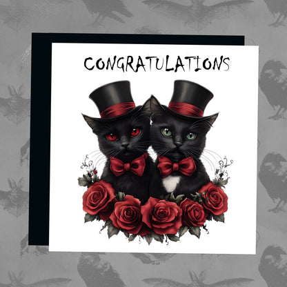 Congratulations Card - Pair Black Cats