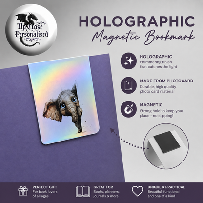 Peeking Elephant Holographic Magnetic Bookmark