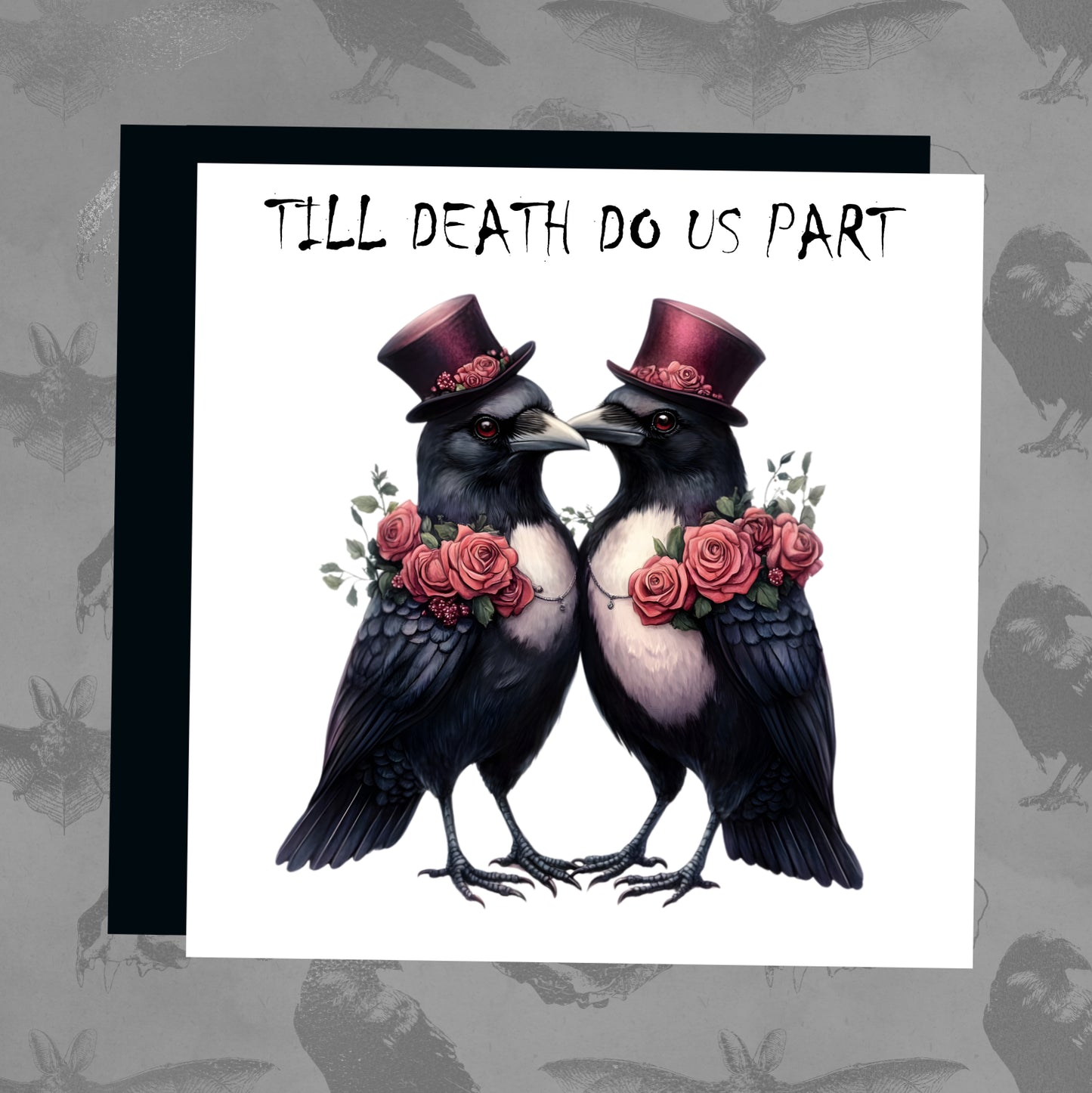 Wedding Card - Pair Black Magpies