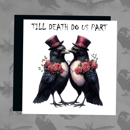 Wedding Card - Pair Black Magpies