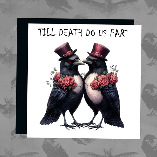 Wedding Card - Pair Black Magpies