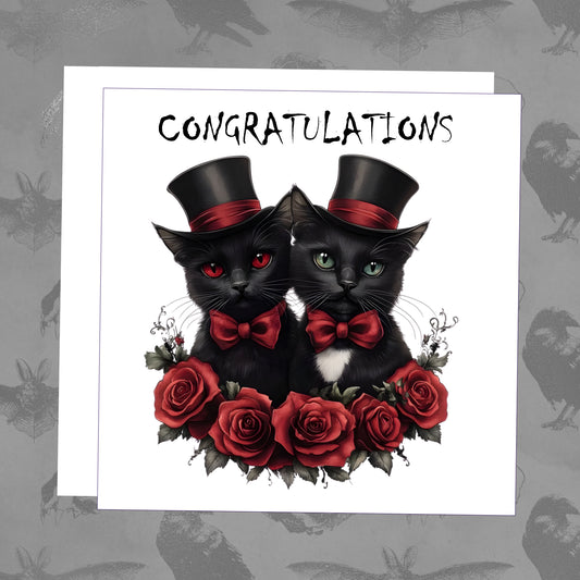 Congratulations Card - Pair Black Cats