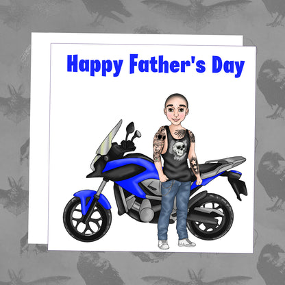 Happy Father's Day - Blue Bike Tattoo Man