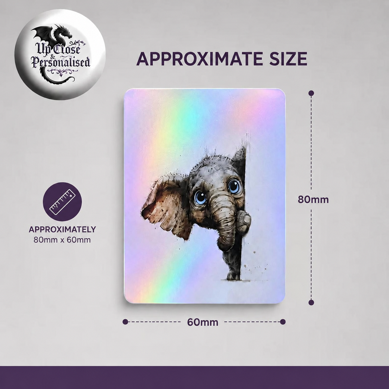 Peeking Elephant Holographic Magnetic Bookmark