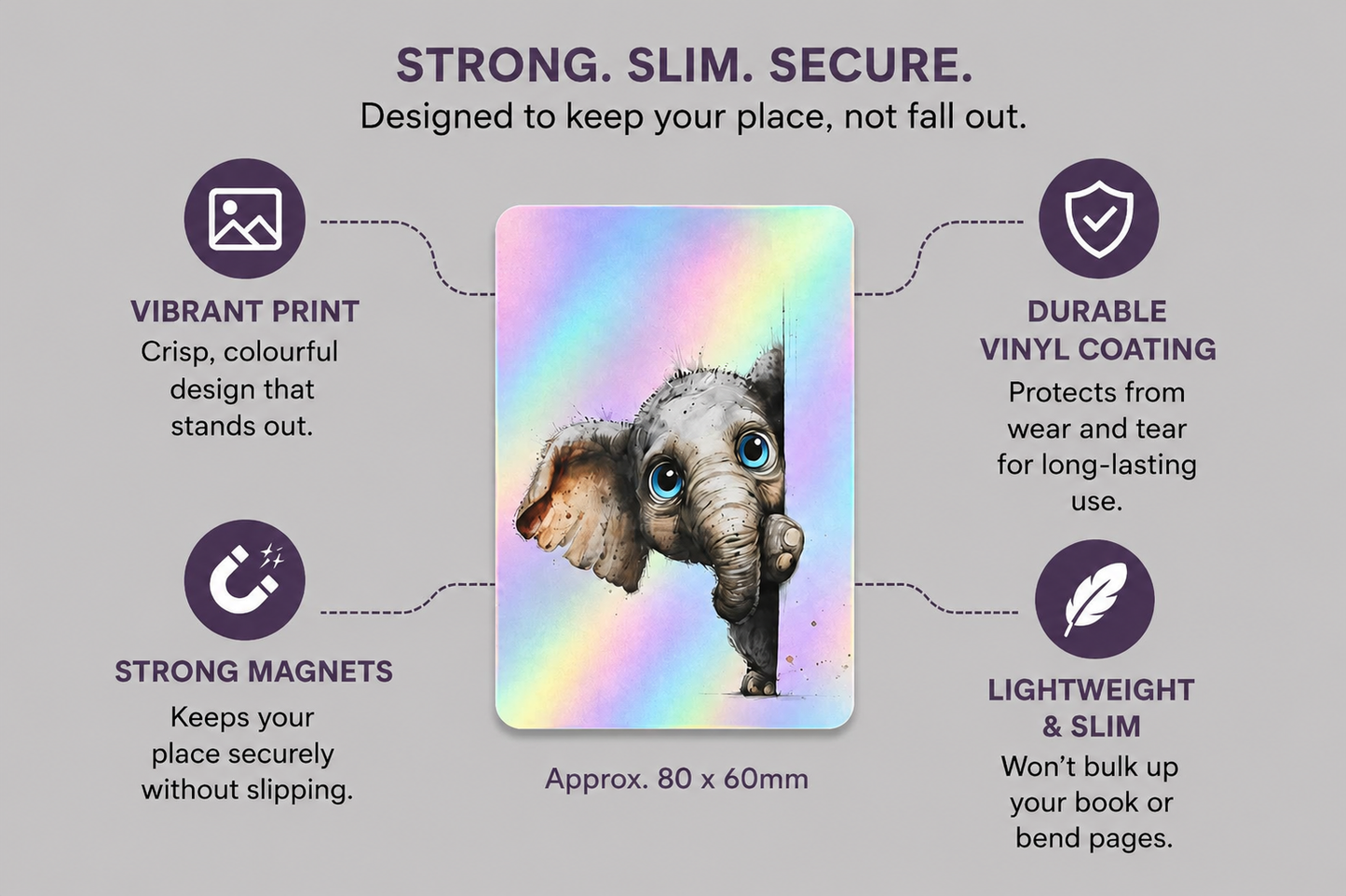 Peeking Elephant Holographic Magnetic Bookmark