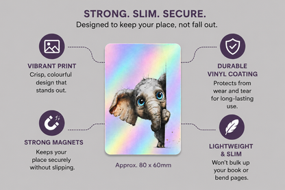 Peeking Elephant Holographic Magnetic Bookmark