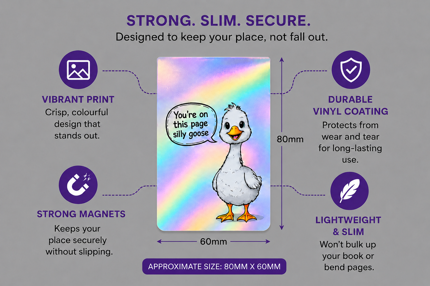 Silly Goose Holographic Magnetic Bookmark