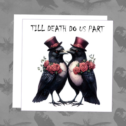 Wedding Card - Pair Black Magpies