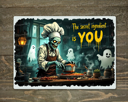 Glass Chopping Board - Skeleton - Secret Ingredient (20 cm x 28cm)