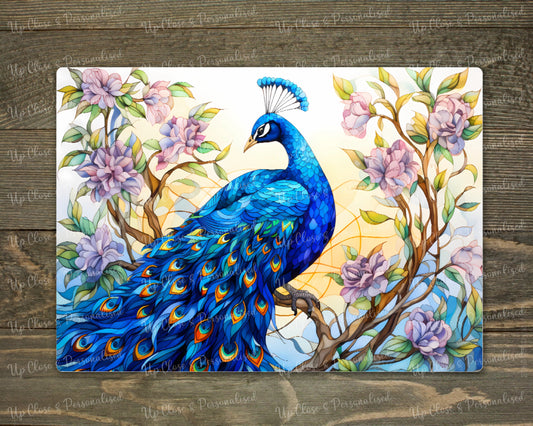 Glass Chopping Board - Peacock (20 cm x 28cm)