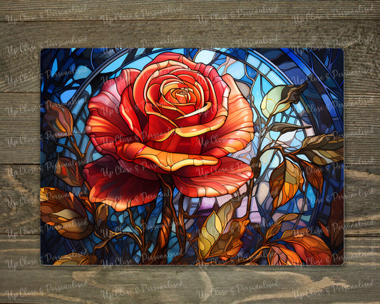 Glass Chopping Board - Stained Glass Rose (20 cm x 28cm)