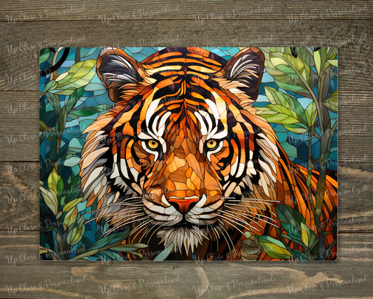 Glass Chopping Board - Stained Glass Tiger (20 cm x 28cm)