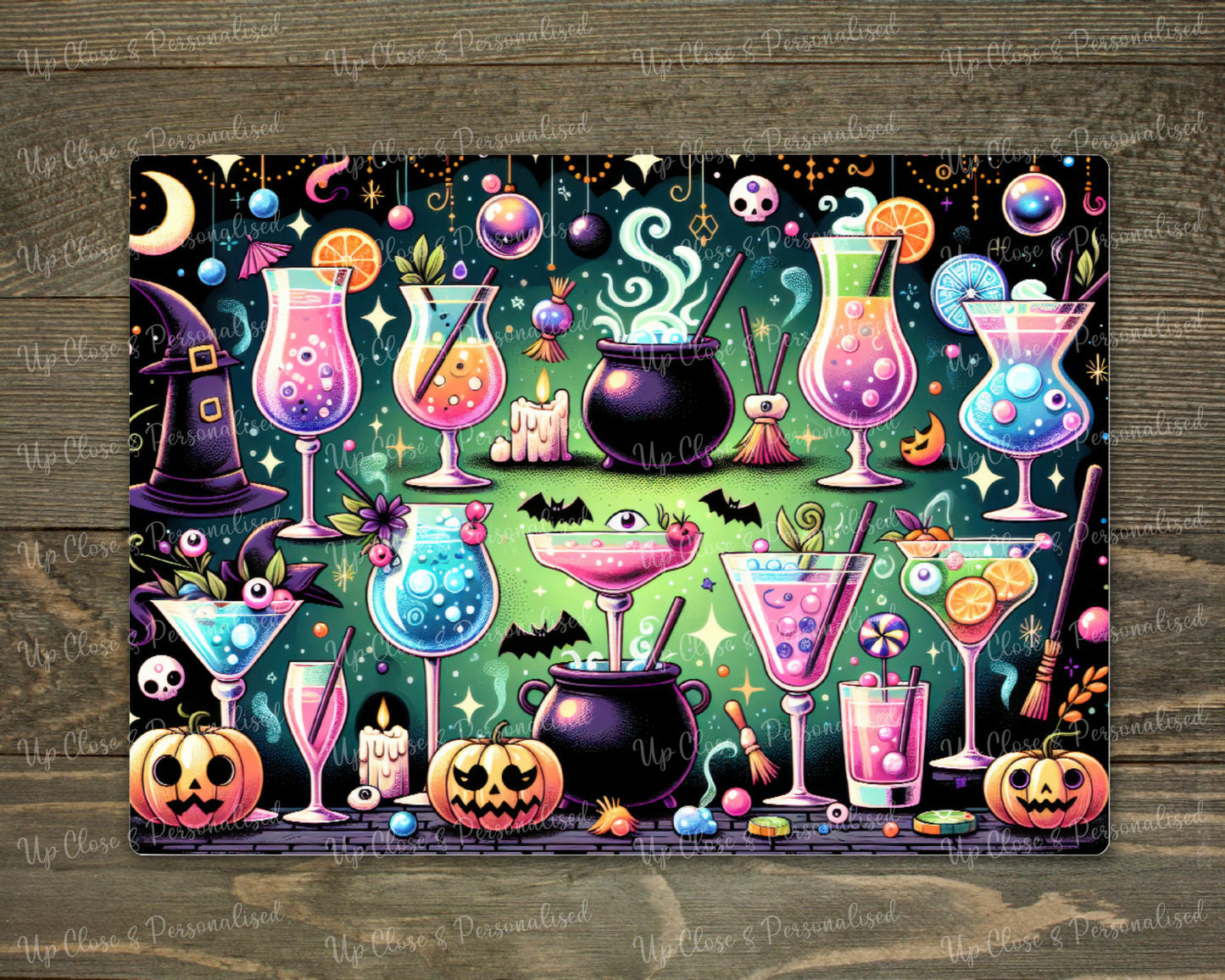 Glass Chopping Board - Halloween Cocktails (20 cm x 28cm)