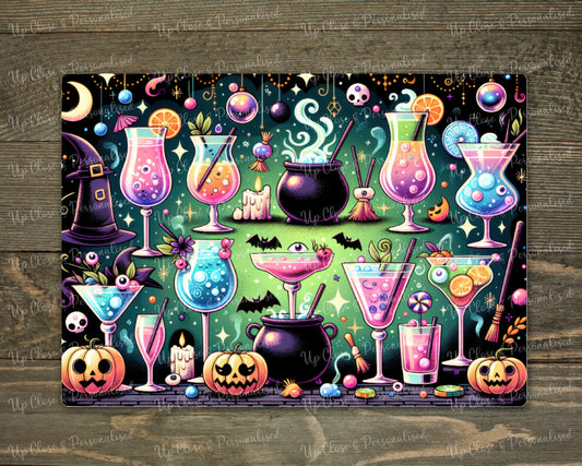 Glass Chopping Board - Halloween Cocktails (20 cm x 28cm)