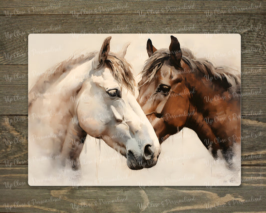 Glass Chopping Board - Horses (20 cm x 28cm)