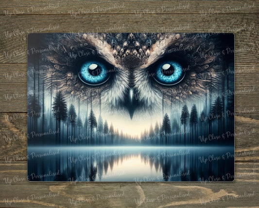 Glass Chopping Board - Owl & Reflection (20 cm x 28cm)