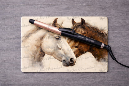 Glass Chopping Board - Horses (20 cm x 28cm)